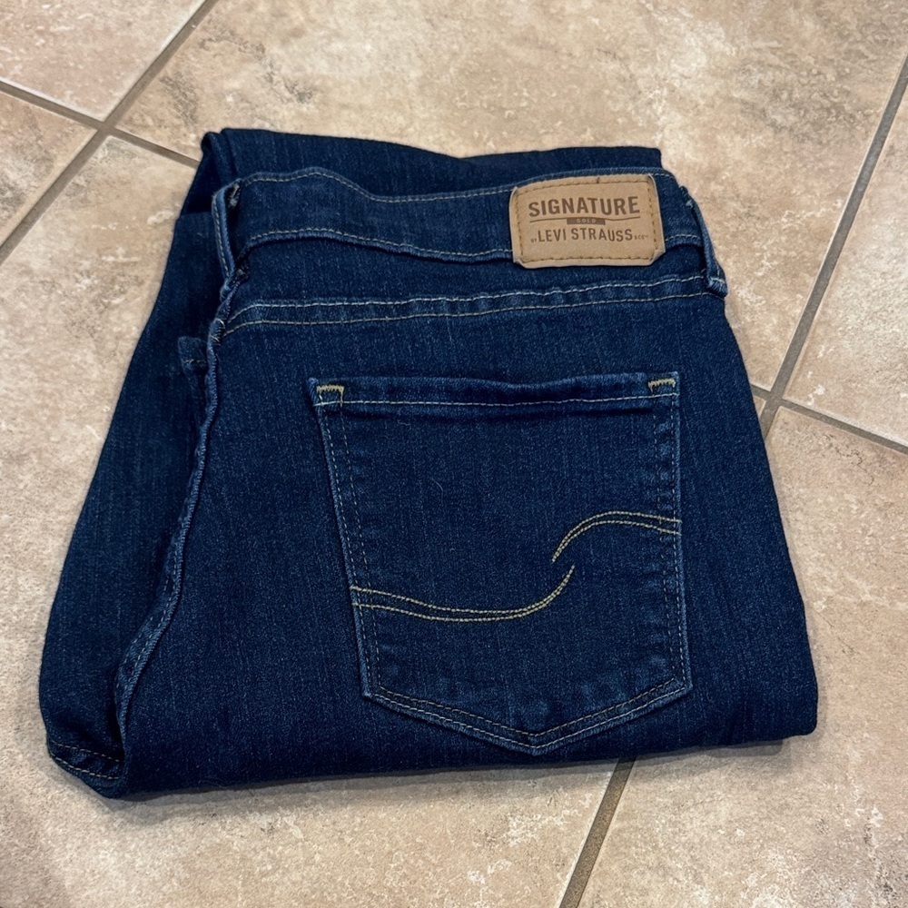 Signature by Levi Strauss Dark Blue Straight Leg Jeans